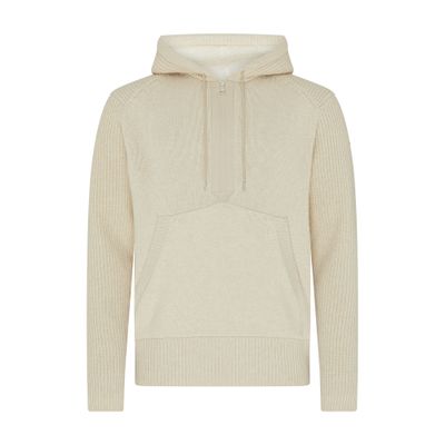 Moncler Virgin Wool & Cashmere Hoodie Sweater In Black