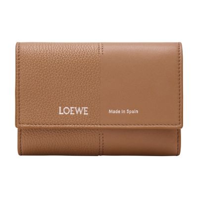 Loewe Small Vertical Wallet In Smooth And Grained Calfskin In Brown