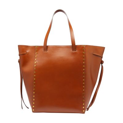 Isabel Marant Oskan Studded Leather Tote Bag In Cognac