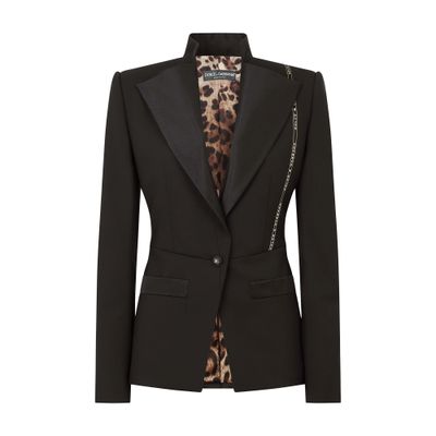 Dolce & Gabbana Single-breasted Woolen Jacket In Black