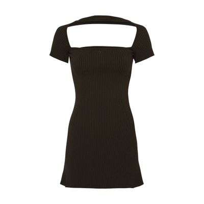 Courrèges Women's "hyperbole Mini Ribbed Jersey Dress With In Brown