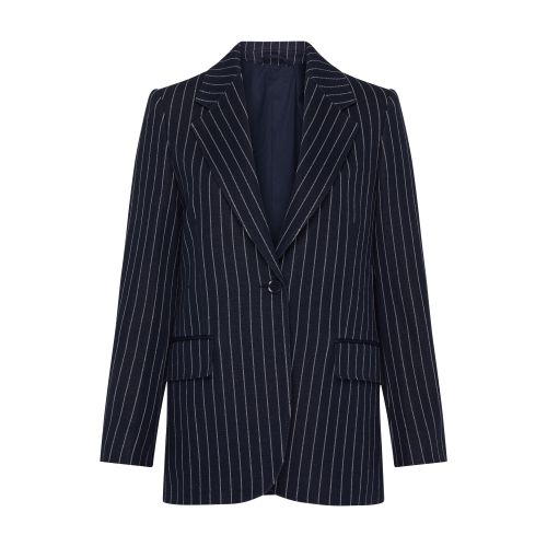 Shop Max Mara Aceri Single Button Blazer In Blu_marino