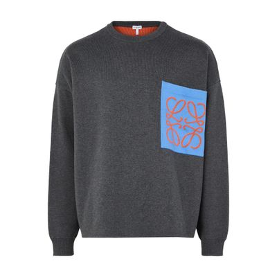 Loewe Anagram Pocket Sweater In Cotton And Viscose In Gray