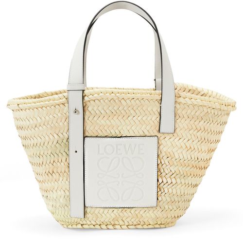 LOEWE Basket in raffia and calf leather