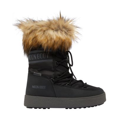Moon Boot Ltrack Monaco Faux Fur-trimmed Shell And Faux Leather Snow Boots In Black