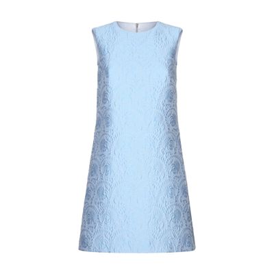Dolce & Gabbana Short Floral Quilted Jacquard A-line Dress In Purple