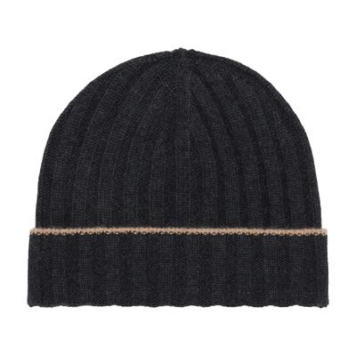 Brunello Cucinelli Cashmere Rib Knit Beanie In Grey