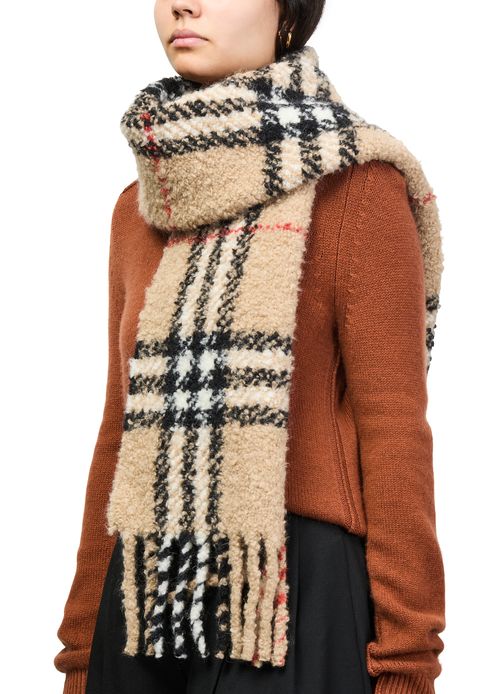 BURBERRY Check Alpaca Wool Blend Bouclé Scarf