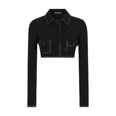 Dolce & Gabbana Short Wool Crepe Jacket In Black
