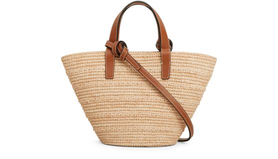 Nano Triomphe Celine classic panier in raffia and calfskin - CELINE