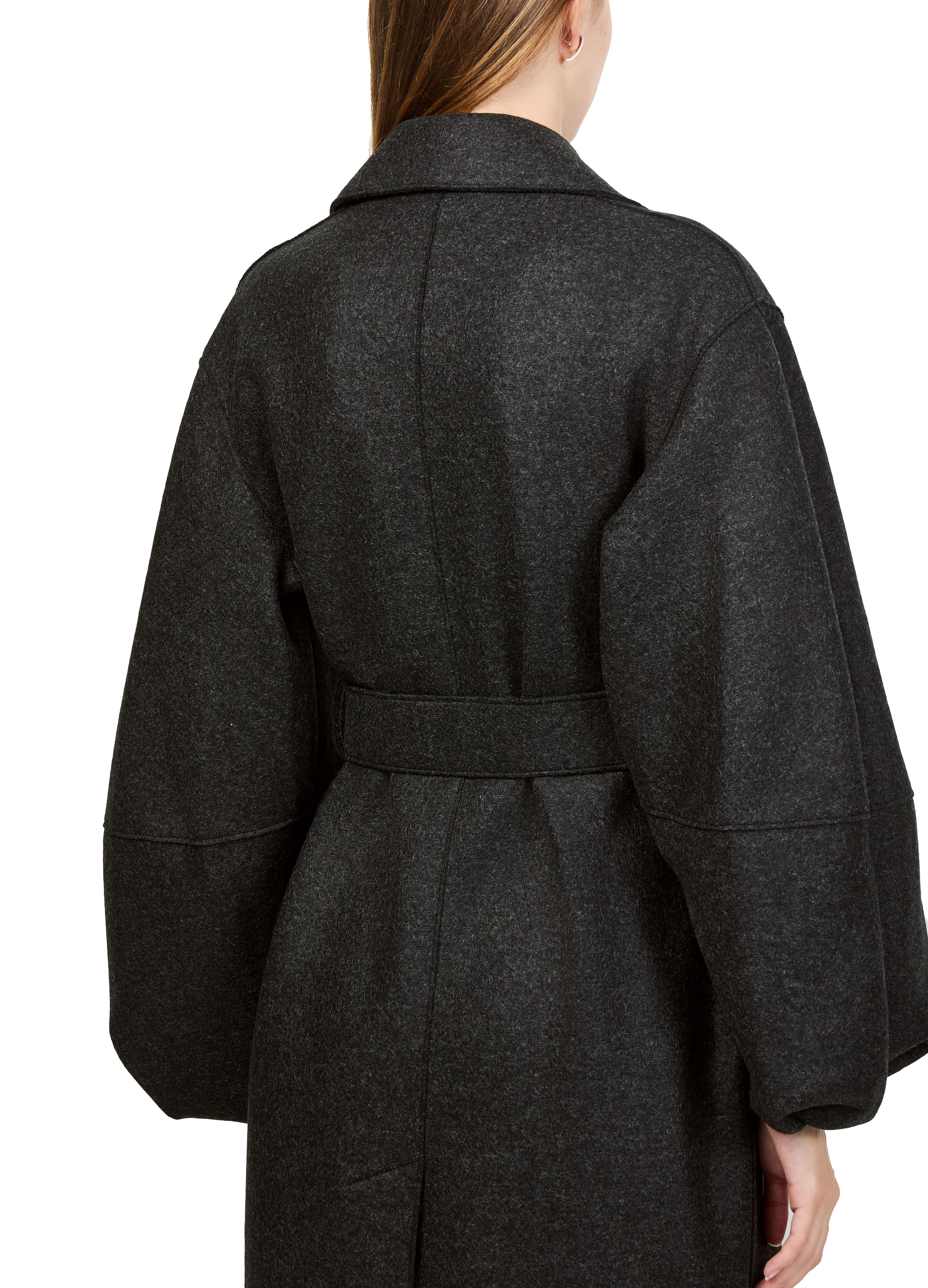 Puff-sleeved coat in pressed wool thumbnail 5