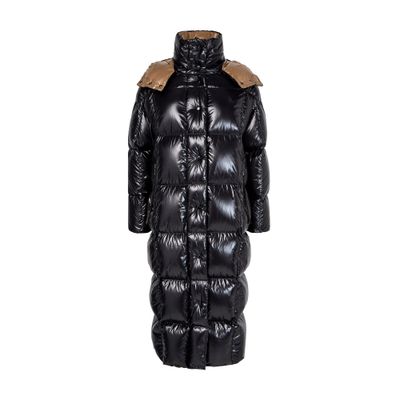 Moncler Long Puffer Jacket In Black