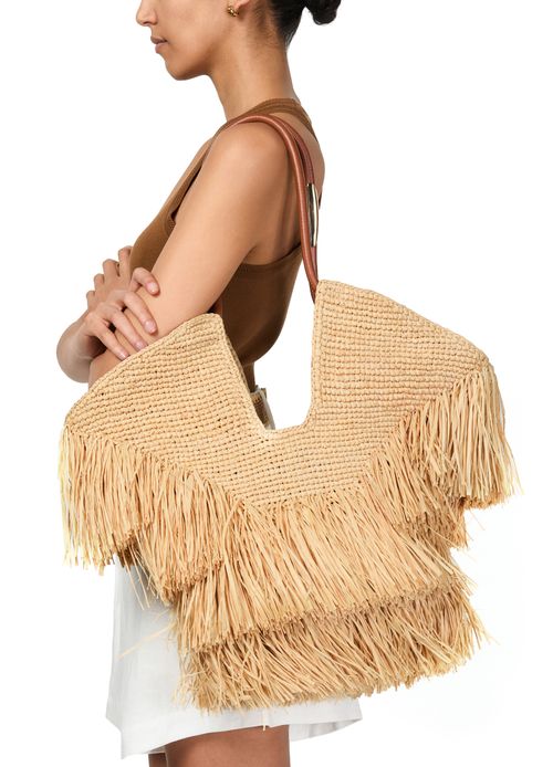ZIMMERMANN Goldentime medium fringe tote bag