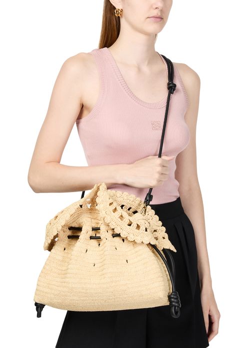 LOEWE Flamenco Ruffles medium clutch in raffia