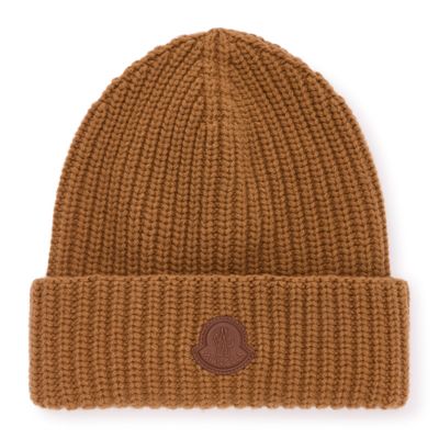 Moncler Beanie With Logo In Brown