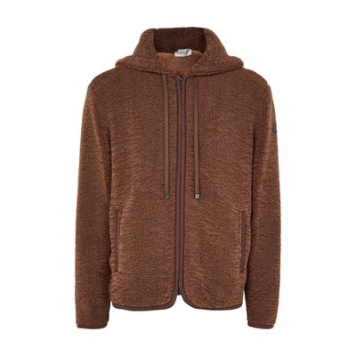 Moncler Zipped-up Cardigan In Brown