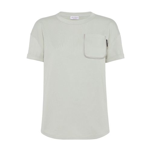 Shop Brunello Cucinelli T-shirt With Monile In Mint_green