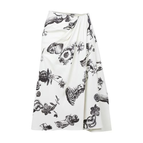 Maison Rabih Kayrouz Printed Draped Skirt In Ivory_black