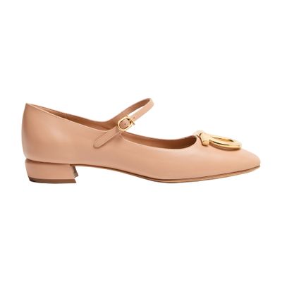 Ferragamo Marry Maxi Gancini Ballet Flats In Brown