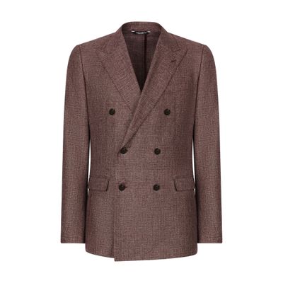 Dolce & Gabbana Double-breasted Linen-blend Taormina-fit Jacket In Purple