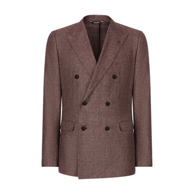 Shop Dolce & Gabbana Linen-blend Taormina-fit Jacket In Purple