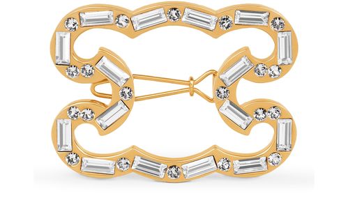 CELINE Triomphe frame水钻和金色饰面黄铜发夹