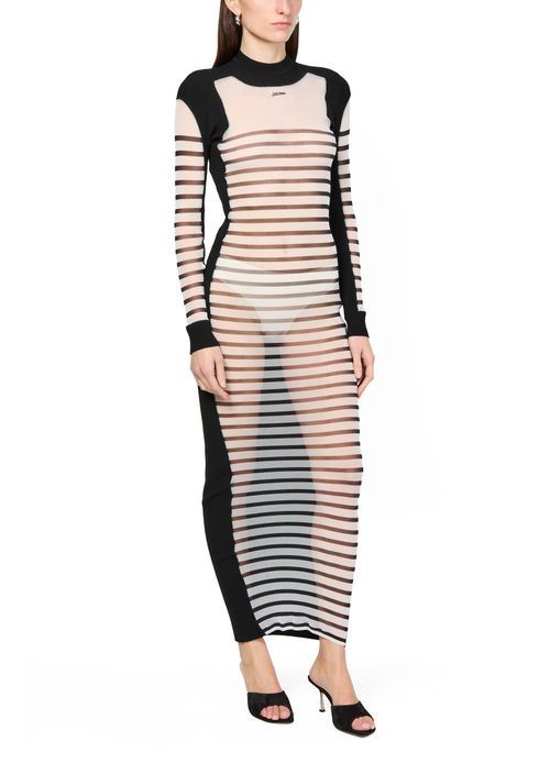 JEAN PAUL GAULTIER The Mariniere long sleeves mix mesh dress
