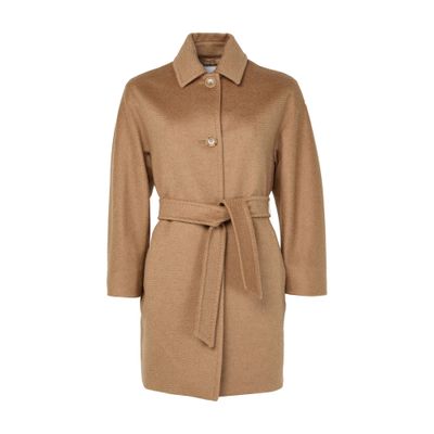 Max Mara Filato Belted Coat In Brown