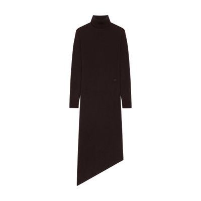 One shoulder wool midi dress