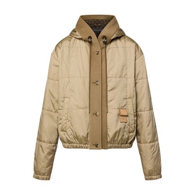 Louis Vuitton Hooded Quilted Ripstop Jacket In Beige