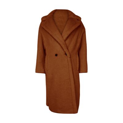 Max Mara Tedgirl Oversize Double Breasted Alpaca Blend Coat In Brown