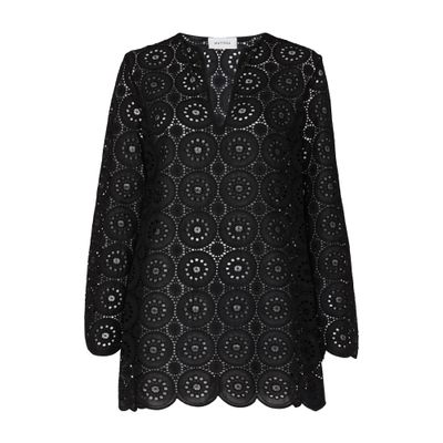 Matteau Broderie Anglaise Mini Tunic Dress In Black