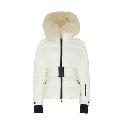 Moncler White Nylon Valdivia Down Jacket In Off-white
