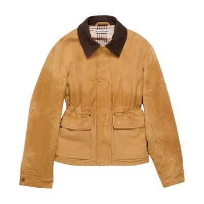 Acne Studios Leather Collar Jacket In Brown