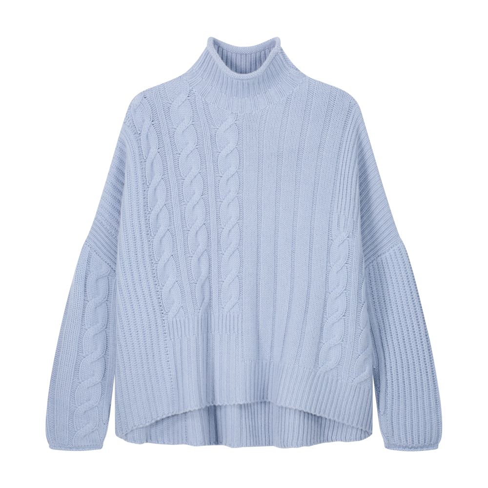 Oversized high-neck cable knit sweater thumbnail 6