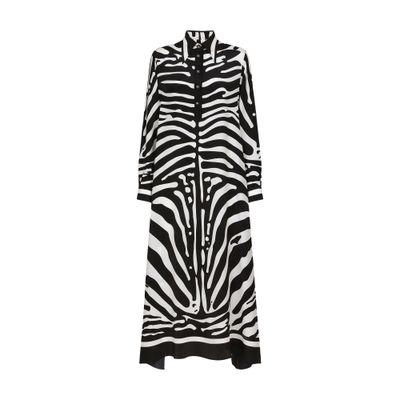 Shop Dolce & Gabbana Zebra-print Crepe De Chine Caftan In Multicolor