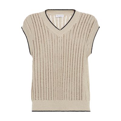 Brunello Cucinelli Beige Knit Vest In Beige