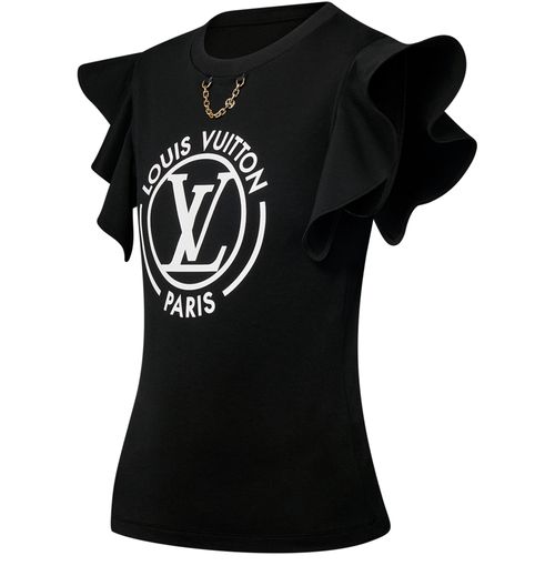 LOUIS VUITTON Flocked LV Flounce Sleeve T-Shirt