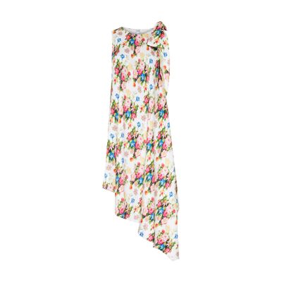 Loewe Asymmetrical Floral Print Dress In Multicolor