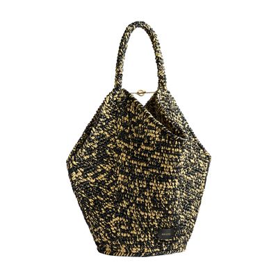 Khaite Lotus Medium Raffia Tote Bag In Black
