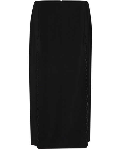 CHLOE Straight flowing viscose skirt with embroidered scallops