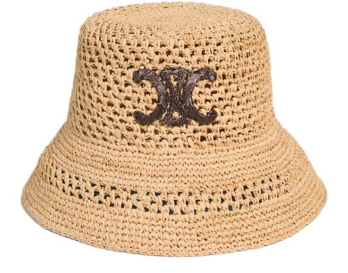 CELINE Triomphe bucket hat in raffia