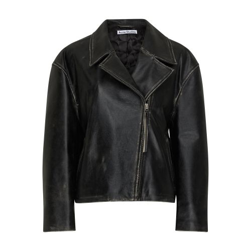 Acne Studios Black Padded Leather Jacket In Black