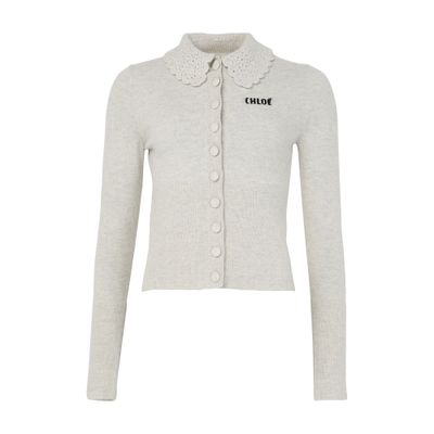 Chloé Fitted Cardigan With Logo In White