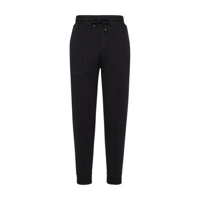 Brunello Cucinelli Logo Printed Drawstring Track Pants In Black