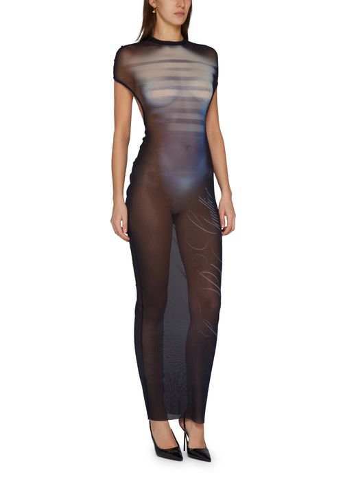 JEAN PAUL GAULTIER Robe longue en tissu mesh imprimé The Male