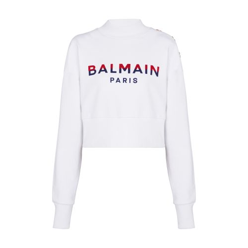 Balmain Paris flocked short sweatshirt