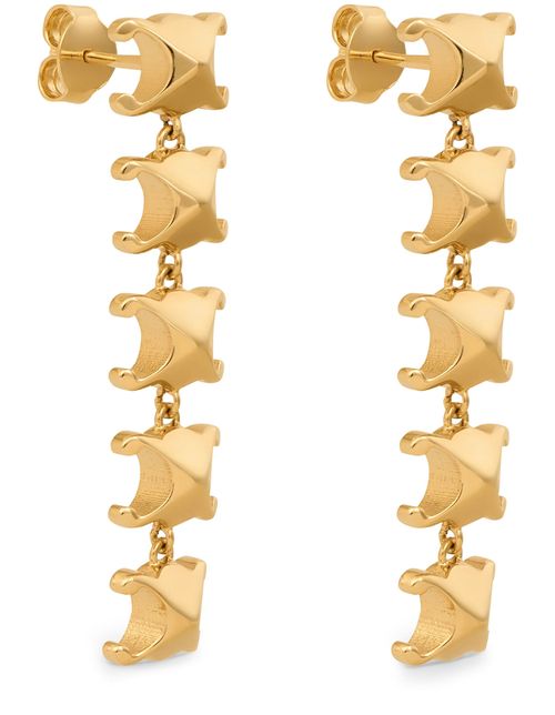 CELINE Triomphe stud long earrings in brass with gold finish