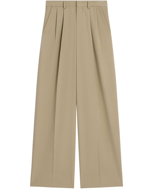 CELINE Pleated trousers in cotton and wool gabardine