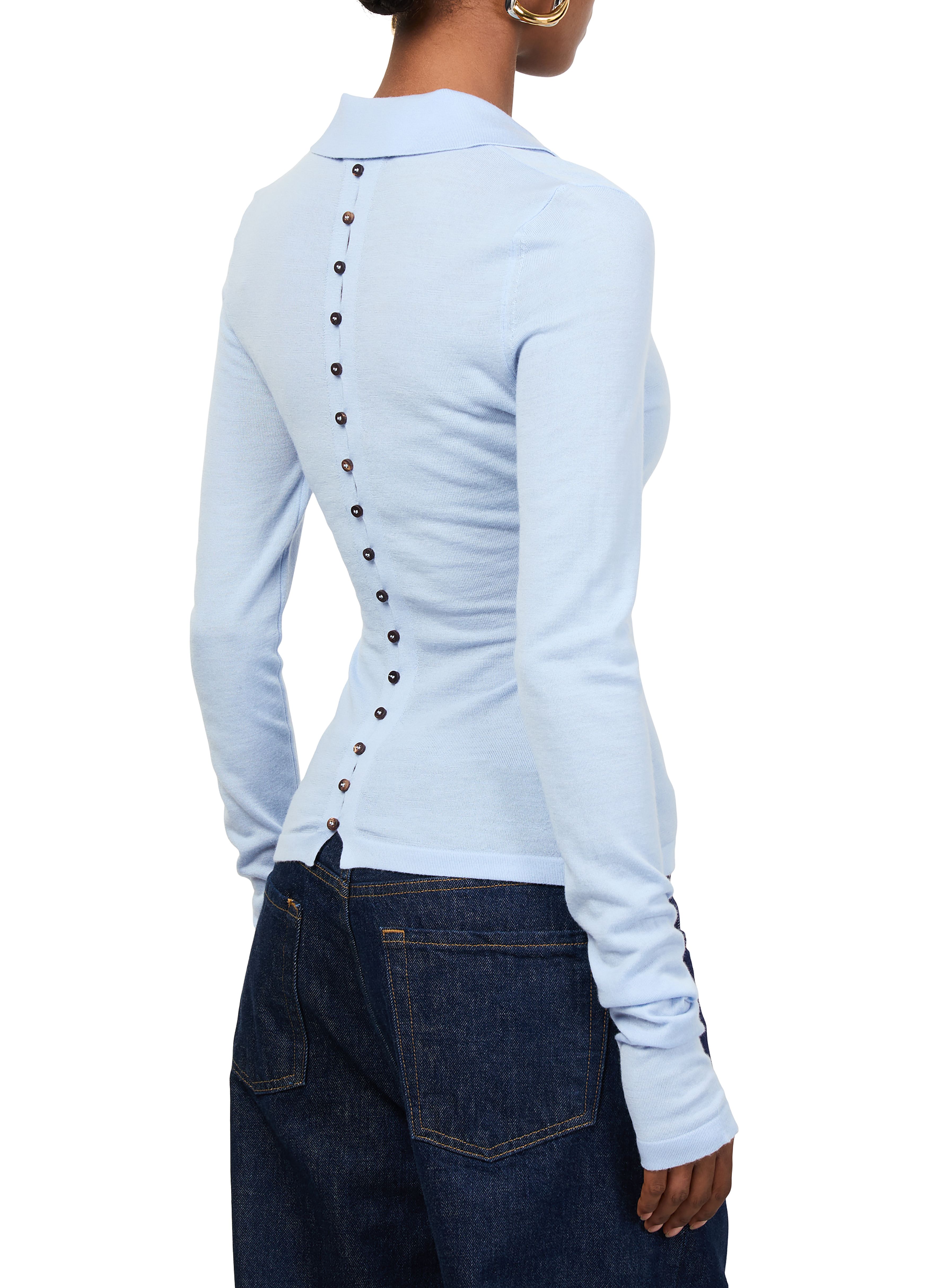 The Merino long sleeved polo thumbnail 5